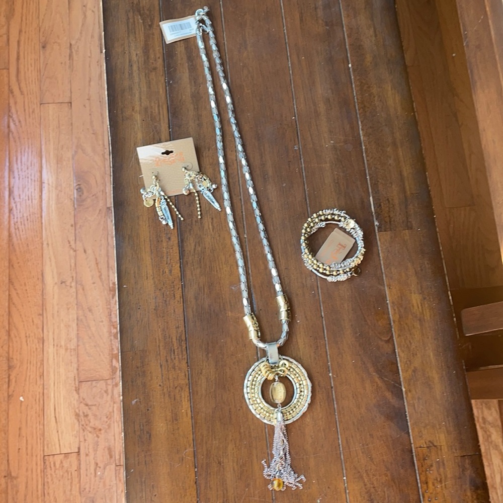 Treska Silver-tone & Gold-tone Metal 3-Piece Matching Jewelry Set